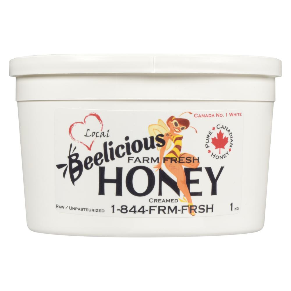 Container of Beelicious Pure Honey, 1 liter.