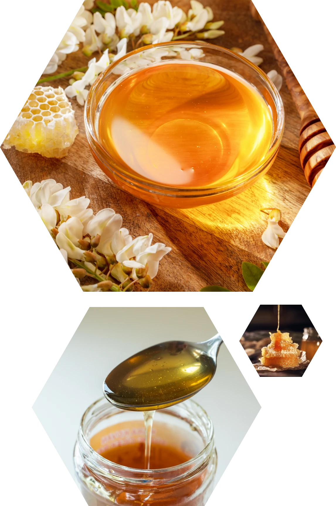 Honeycomb dripping honey on plate
