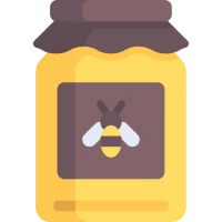 Honey jar with bee label