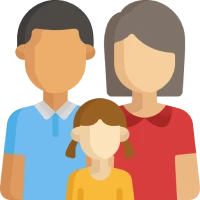 Family illustration with three members